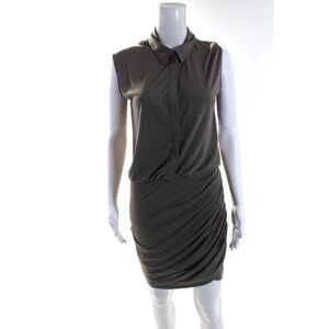 Robbi & Nikki Womens Taupe Collar Ruched Sleeveless Bodycon Dress Size S